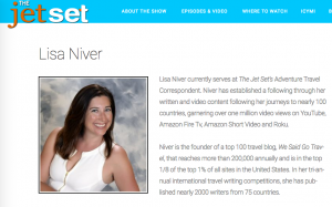 Lisa Niver is the Adventure Correspondent on The Jet Set