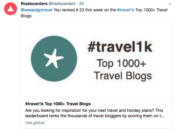 We Said Go Travel is #23 Travel Blog